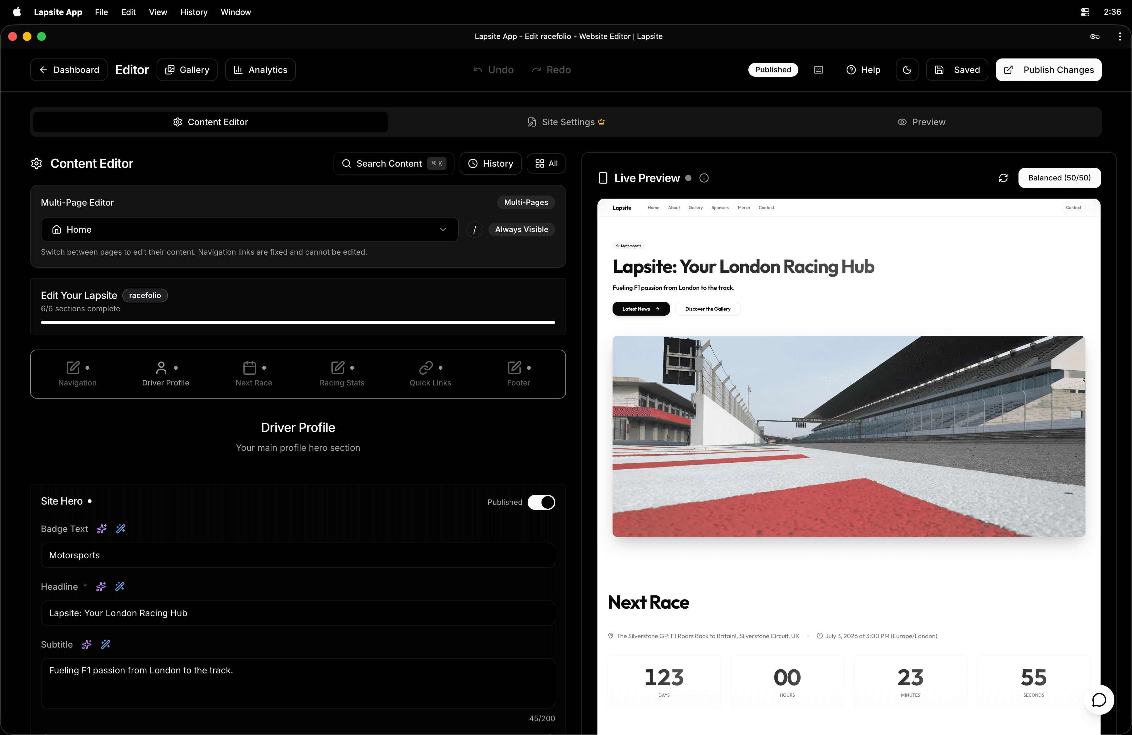 Lapsite app showcase