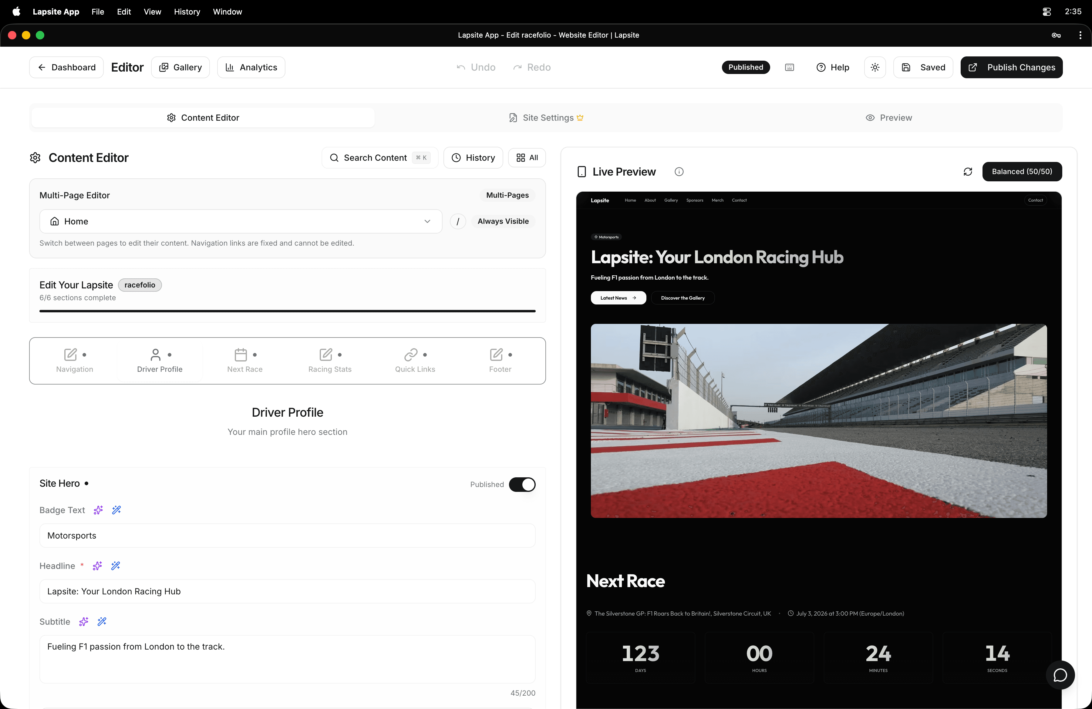 Lapsite app showcase